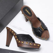 YSL 2026 Bavylone Platform Sandal Brown Black Smooth Leather