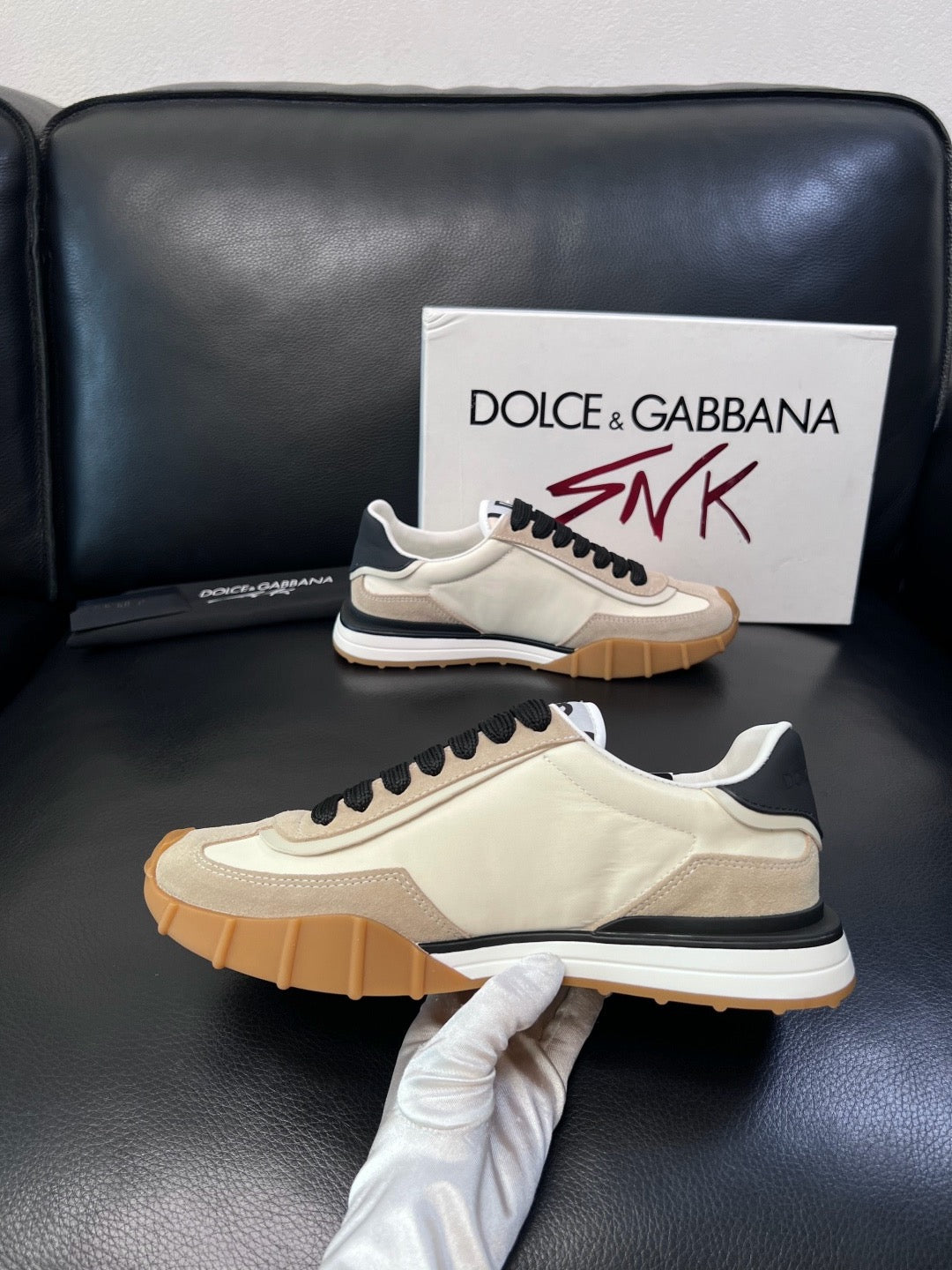 Dolce & Gabbana 2026 DG Athletic Sneakers Beige Black Suede Leather