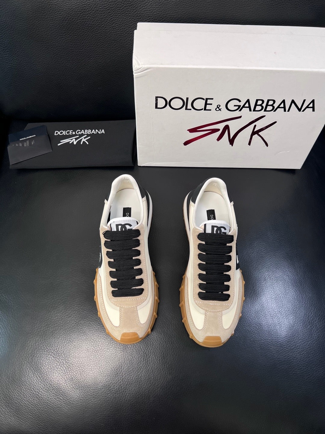 Dolce & Gabbana 2026 DG Athletic Sneakers Beige Black Suede Leather
