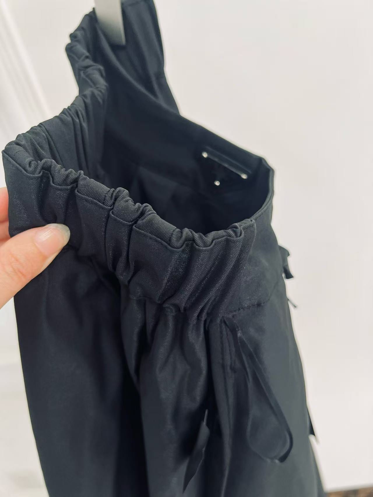 Prada 2026 Pleated Midi Skirt Black Re-Nylon