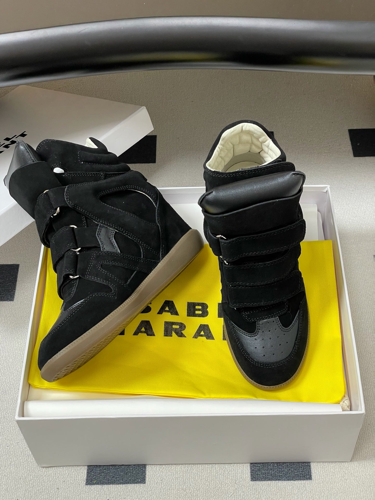 Isabel Marant 2026 Bekett Wedge Sneakers Black Suede Leather 534939