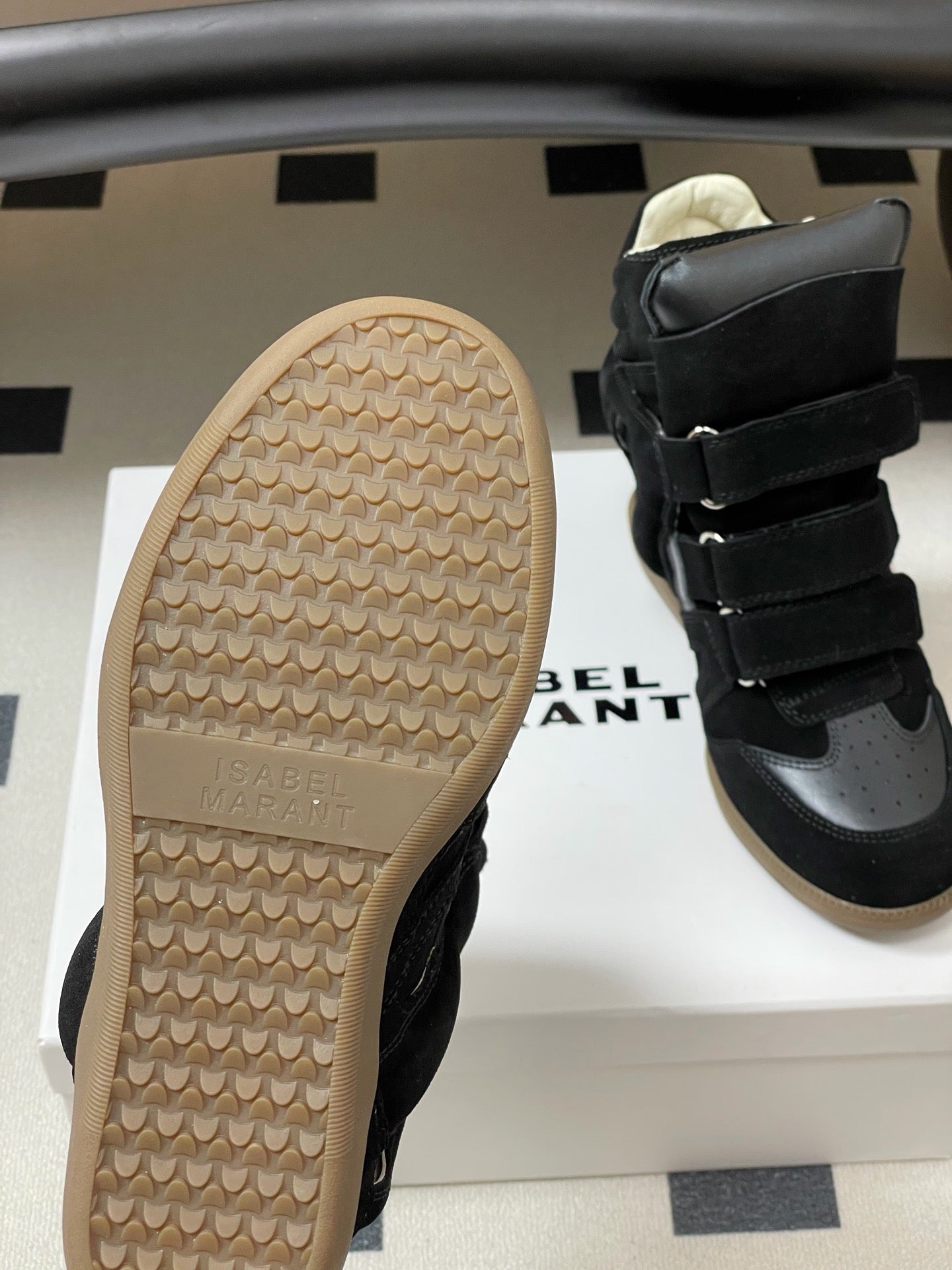 Isabel Marant 2026 Bekett Wedge Sneakers Black Suede Leather 534939