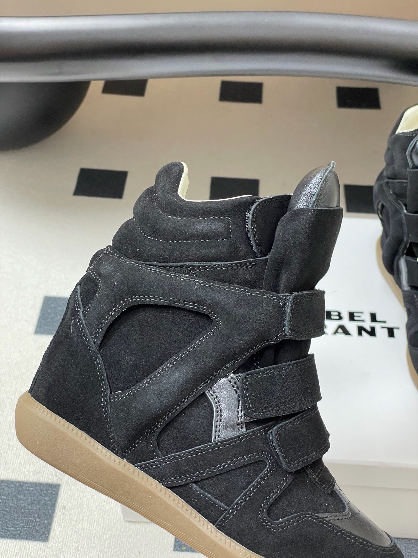 Isabel Marant 2026 Bekett Wedge Sneakers Black Suede Leather 534939