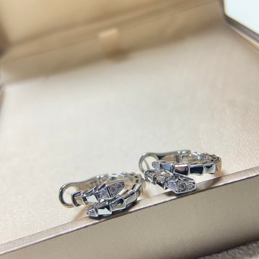 BVL Serpenti Viper Hoop Earrings With Pavé Diamonds