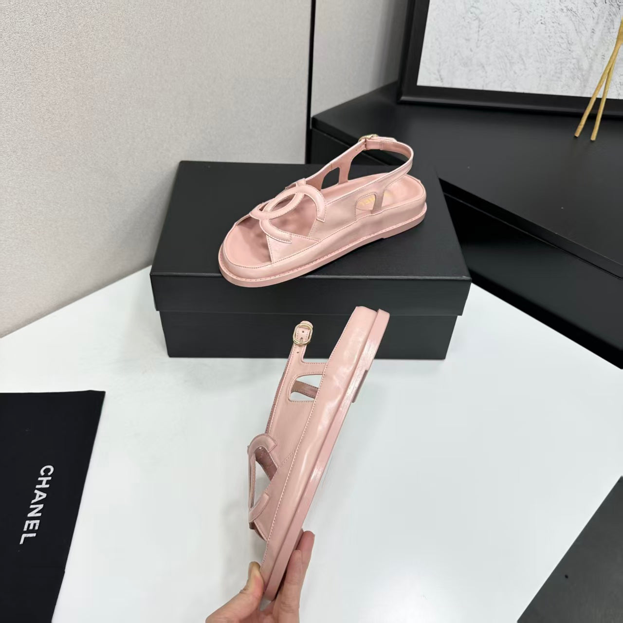 Chanel 2026 Double C Sandal Suede Lambskin