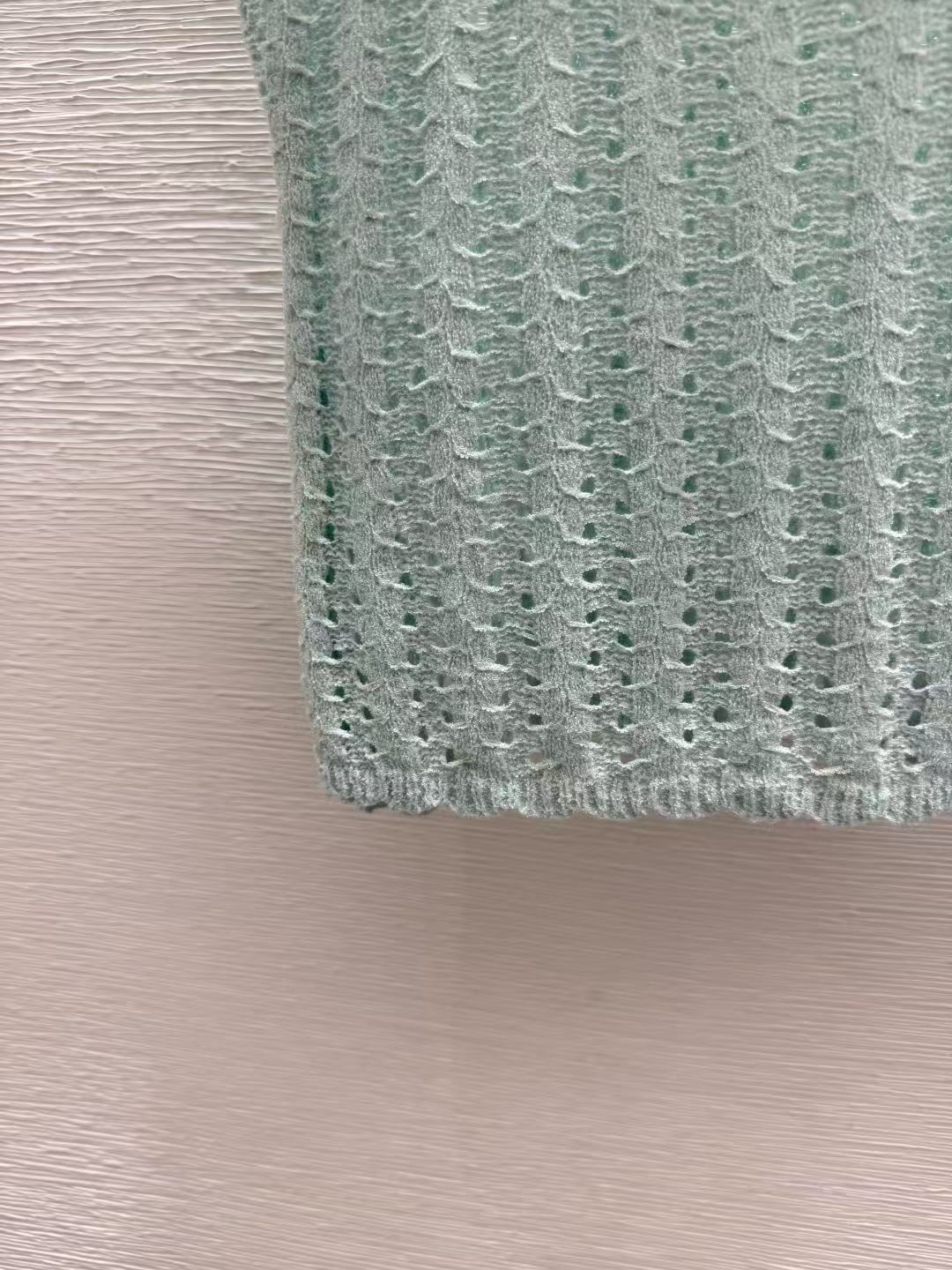 Chanel 2026 Crop Top Mint Green mix White Cotton