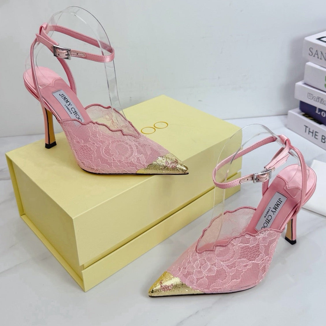 Jimmy Choo 2026 Faiz 100 Pump Gold Toe Lace Leather