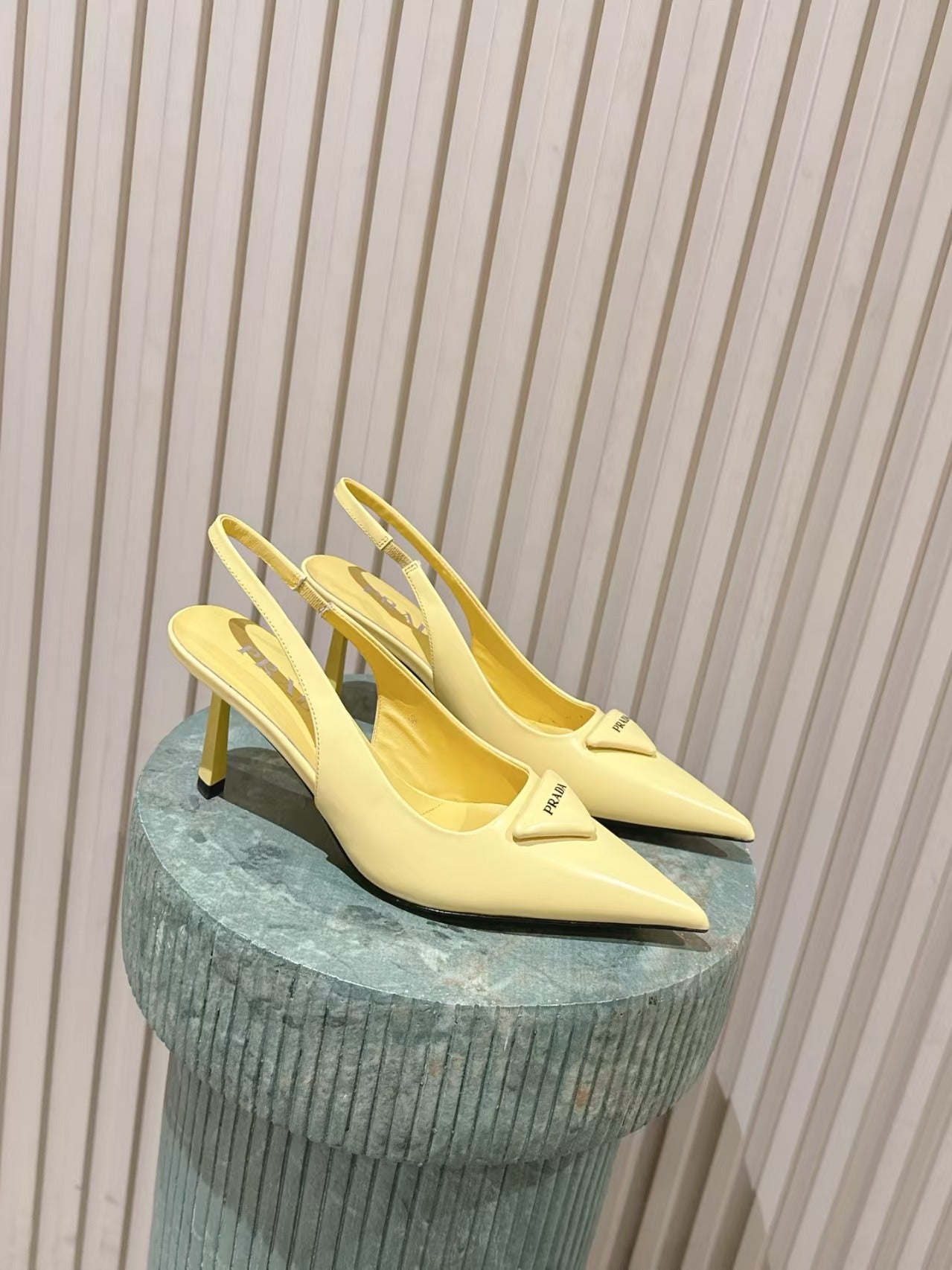 Prada 2026 Logo-Plaque Slingback Pumps 75mm Leather 769775