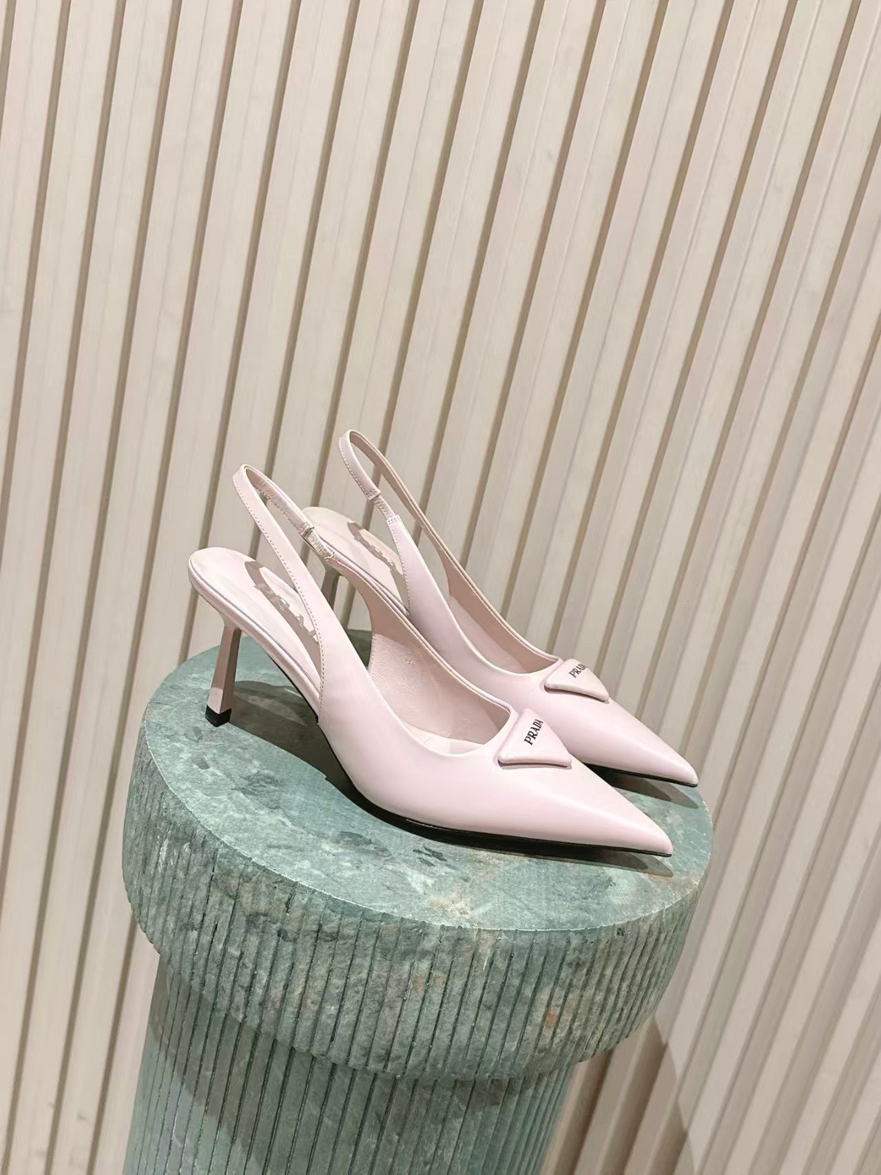 Prada 2026 Logo-Plaque Slingback Pumps 75mm Leather 769775