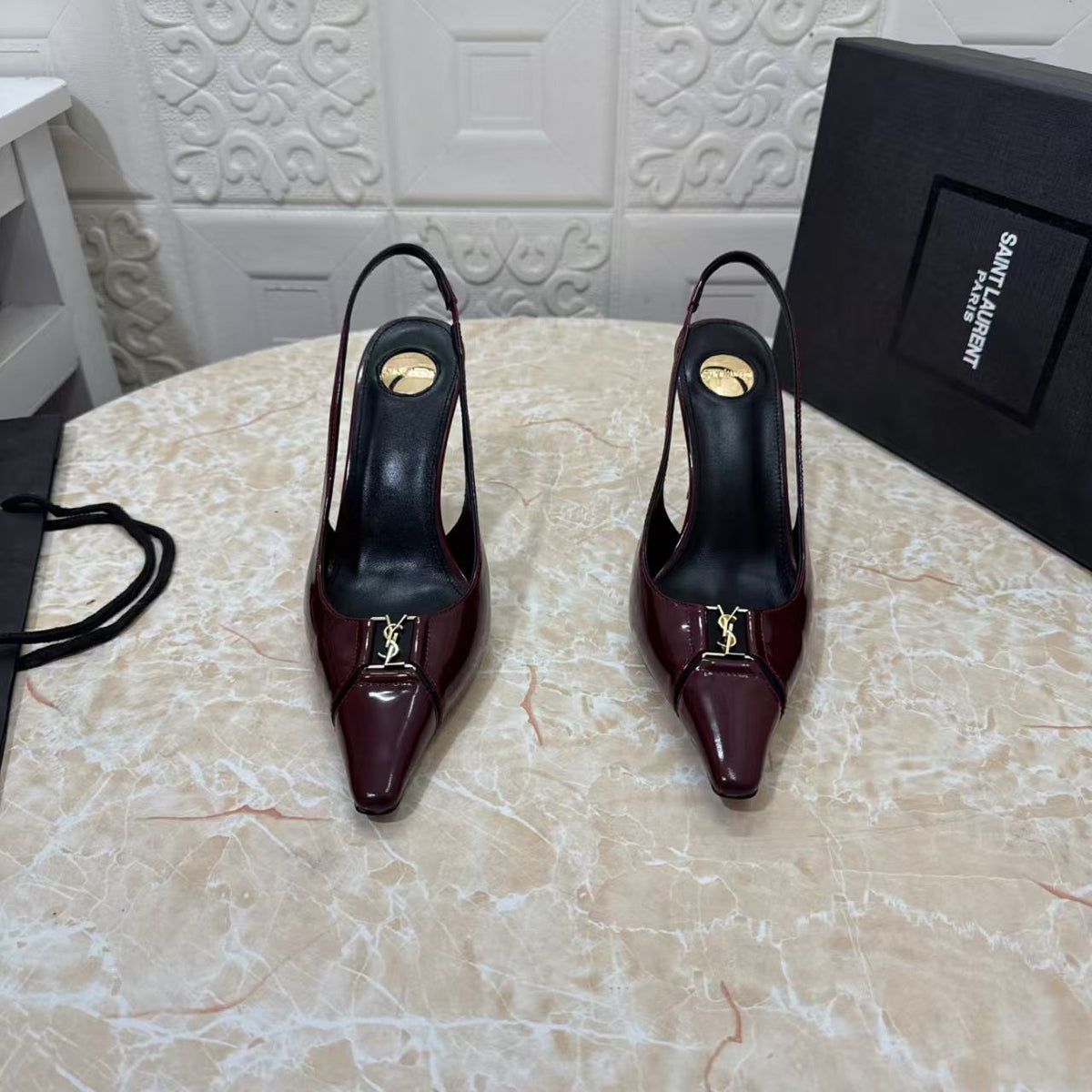 Saint Laurent 2026 Babylone Slingback 90mm Sheepskin