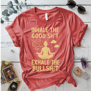 Inhale The Good Shit T-Shirt Mockup coral-silk