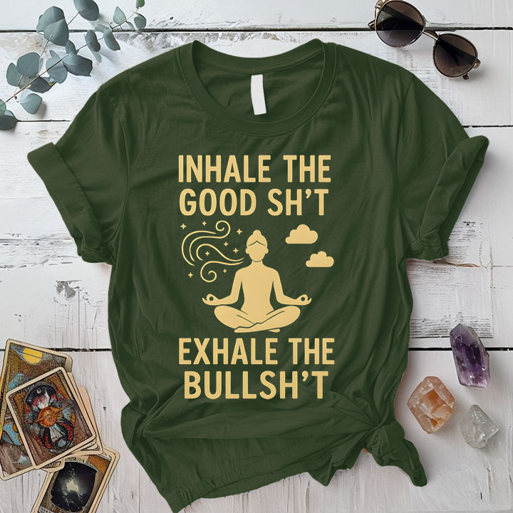 Inhale The Good Shit T-Shirt Mockup military-green