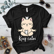 Keep Calm Cat T-Shirt Mockup Black