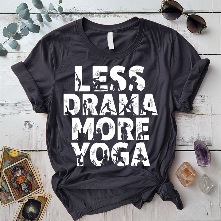 Less Drama More Yoga T-Shirt Mockup dark-heather-grey