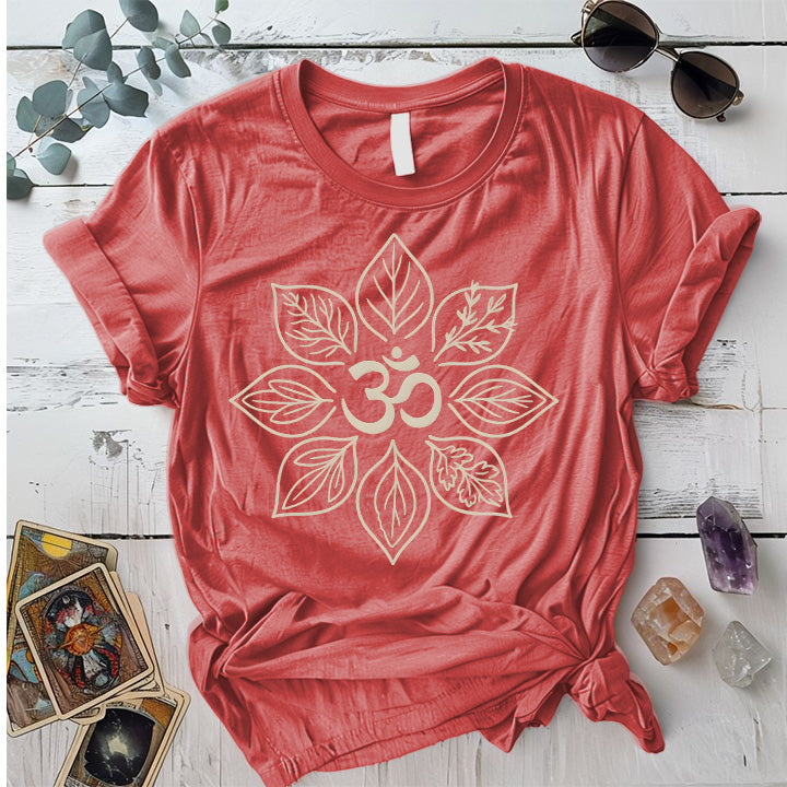 Lotus Herb Mandala T-Shirt Mockup Coral Silk