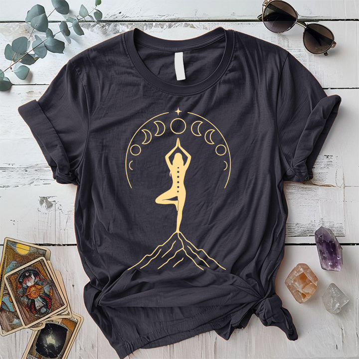 Lunar Goddess Mountain T-Shirt Mockup Dark Heather Grey