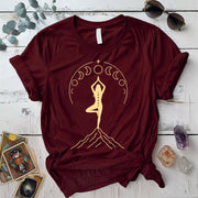Lunar Goddess Mountain T-Shirt Mockup Maroon