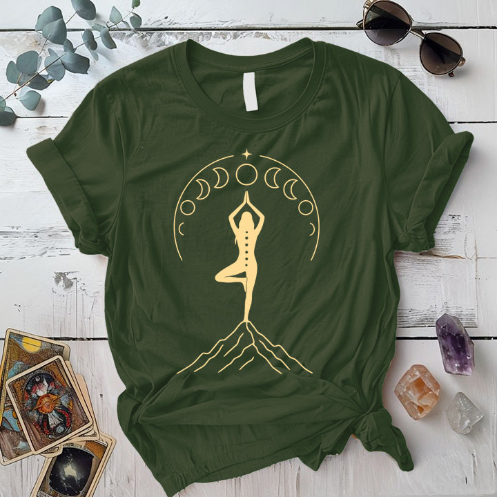 Lunar Goddess Mountain T-Shirt Mockup Military Green