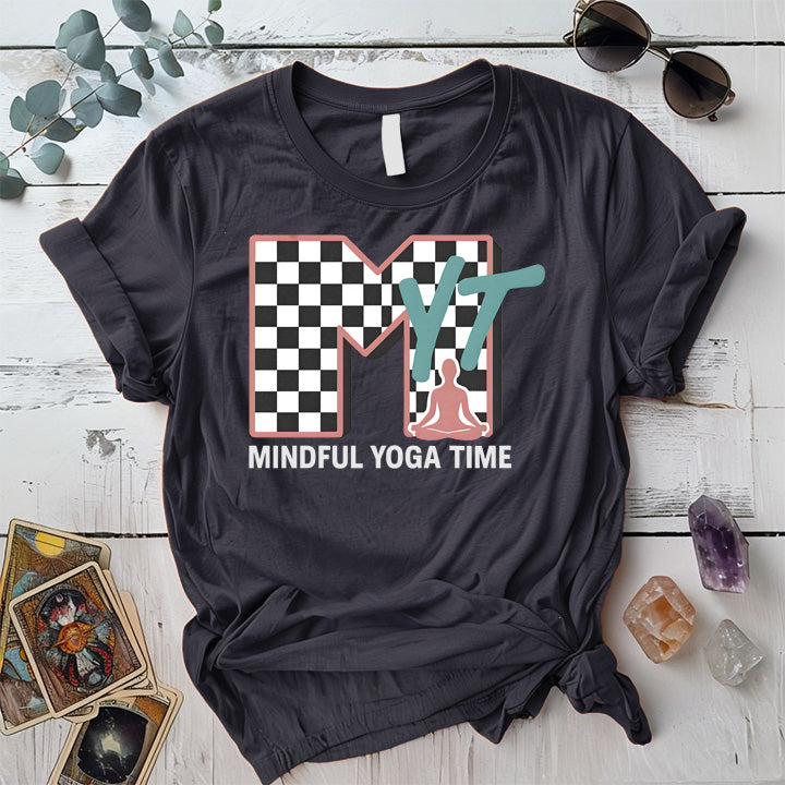 Mindful Yoga Time T-Shirt Mockup dark-heather-grey