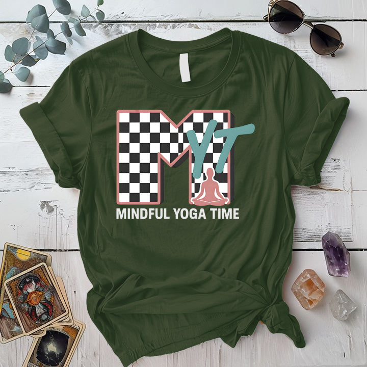 Mindful Yoga Time T-Shirt Mockup military-green