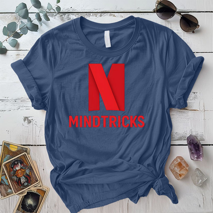 Mind Tricks T-Shirt Mockup Indigo Blue