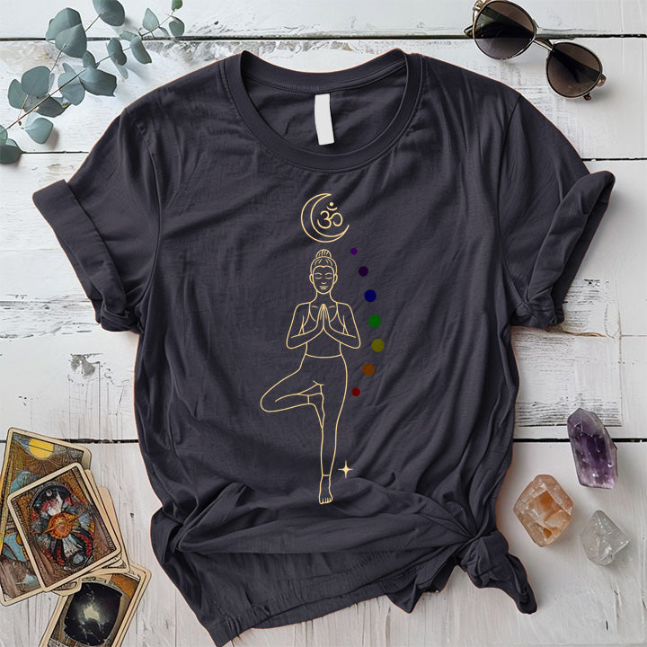 Moonlit Chakra Flow T-Shirt Mockup Dark Heather Grey
