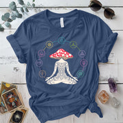 Mushroom Woman T-Shirt Mockup Indigo Blue