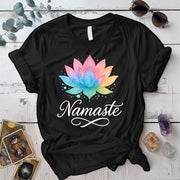 Namaste Watercolor Lotus T-Shirt Mockup Black