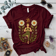 Om Bloom Serenity T-Shirt Mockup Maroon