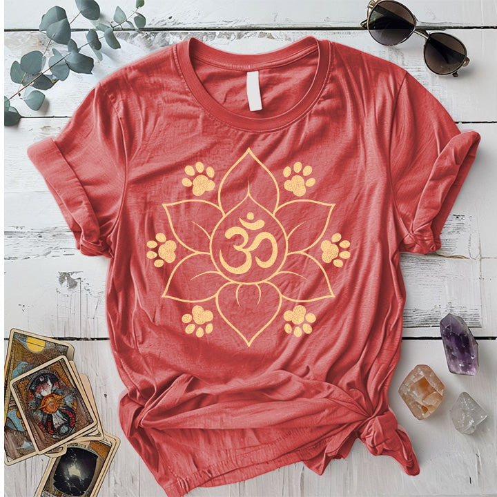 Om Dog Paws T-Shirt Mockup coral-silk