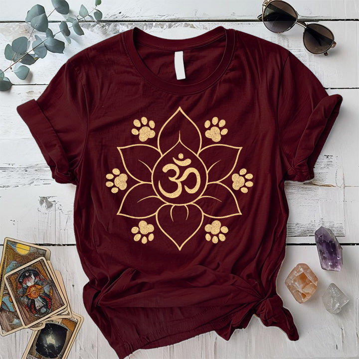 Om Dog Paws T-Shirt Mockup maroon
