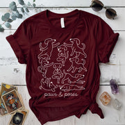 Paws and Poses T-Shirt Mockup maroon