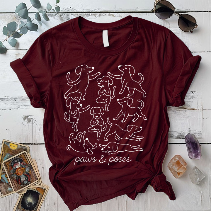 Paws and Poses T-Shirt Mockup maroon