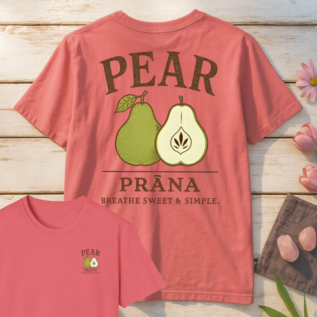 Pear Prana T-Shirt Mockup coral-silk