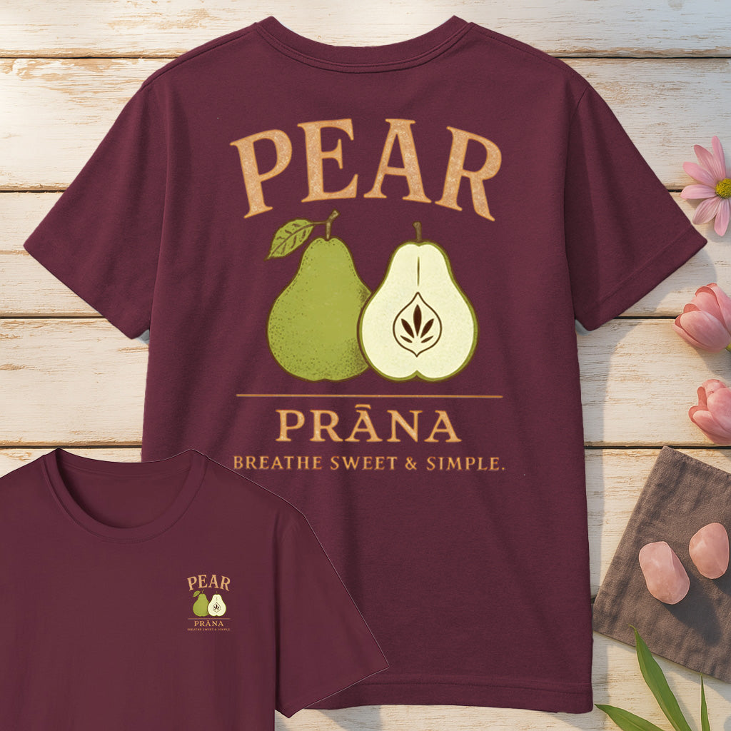 Pear Prana T-Shirt Mockup maroon