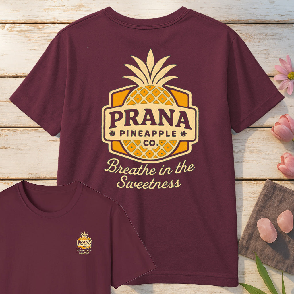 Prana Pineapple Co T-Shirt Mockup maroon