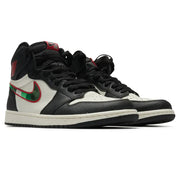 Nike Air Jordan 1 Retro Black White Green Logo Cowhide