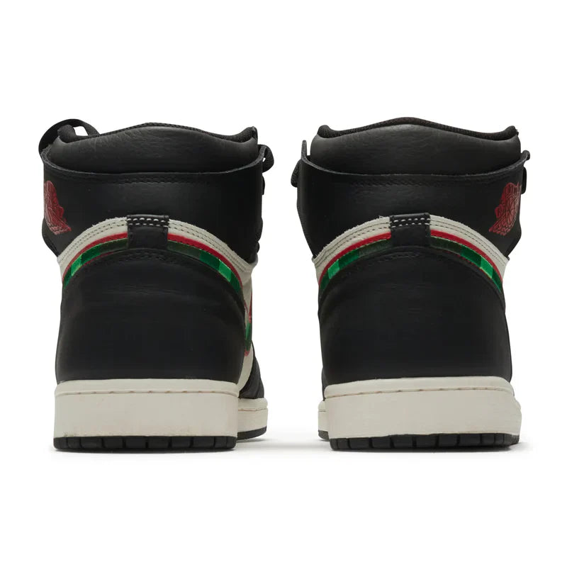 Nike Air Jordan 1 Retro Black White Green Logo Cowhide