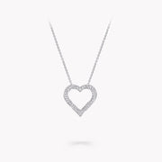 SPIRAL HEART SILHOUETTE PAVED SILVER DIAMOND NECKLACE
