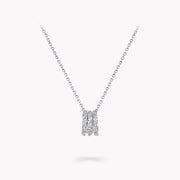 LAURENCE SIGNATURE TRIPLE PAVED SILVER DIAMOND NECKLACE