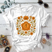 Retro Floral Sacral Chakra T-Shirt Mockup White
