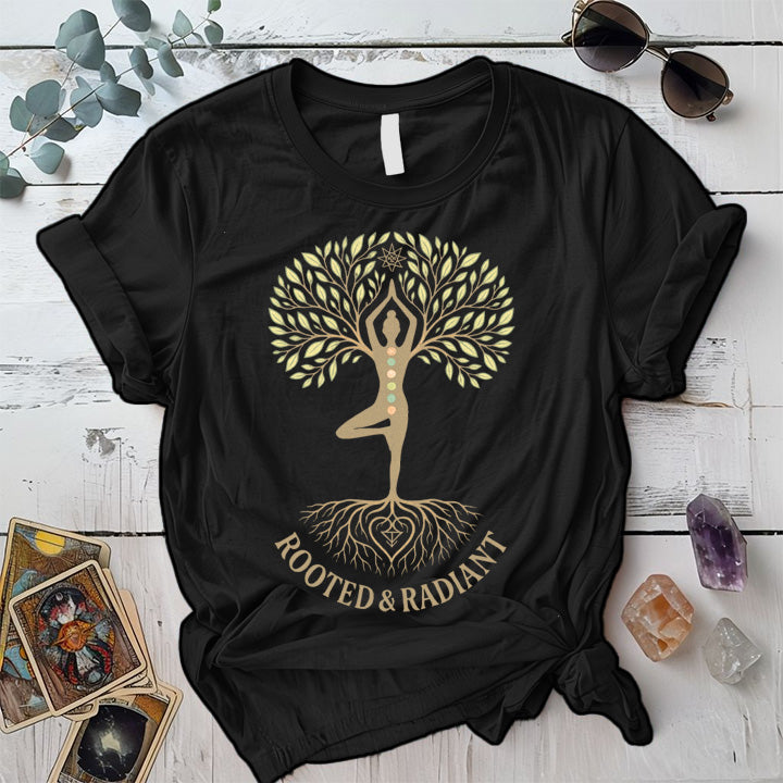 Rooted and Radiant Light T-Shirt Mockup black