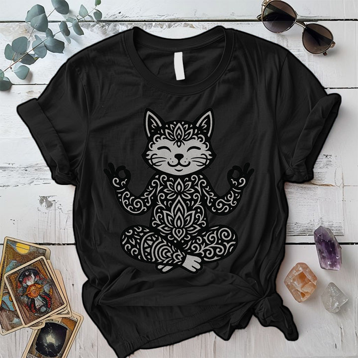Sacred Fox Meditation T-Shirt Mockup Black