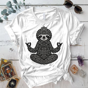 Sacred Sloth Meditation T-Shirt Mockup White
