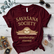 Savasana Society T-Shirt Mockup Maroon