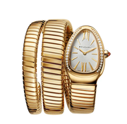 Bulgari Serpenti 35mm Tubogas 18k Yellow Gold Diamonds Silver Dial
