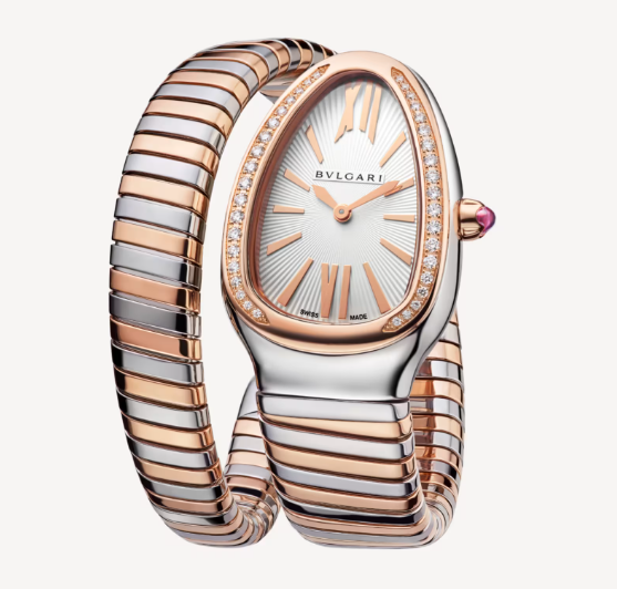 Bulgari Serpenti Tubogas Rose Gold/Steel Silver And Diamond Watch
