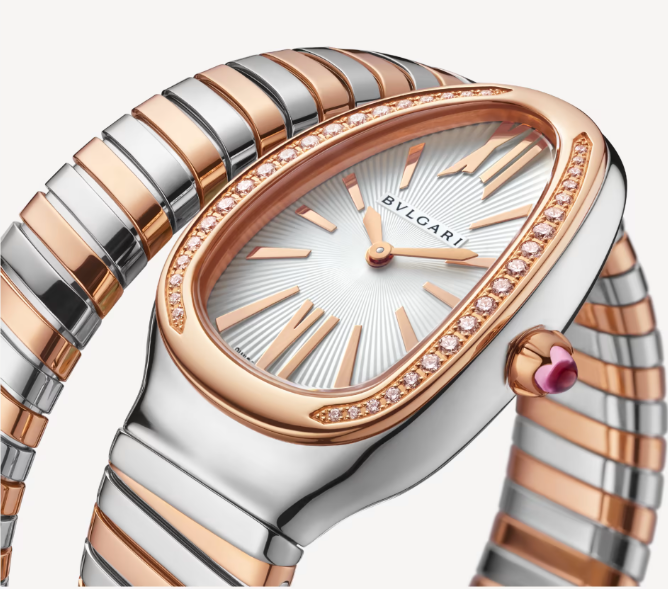 Bulgari Serpenti Tubogas Rose Gold/Steel Silver And Diamond Watch
