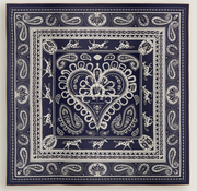 Hermès Cheval de Coeur Bandana Scarf Blue 140 In Cashmere And Silk