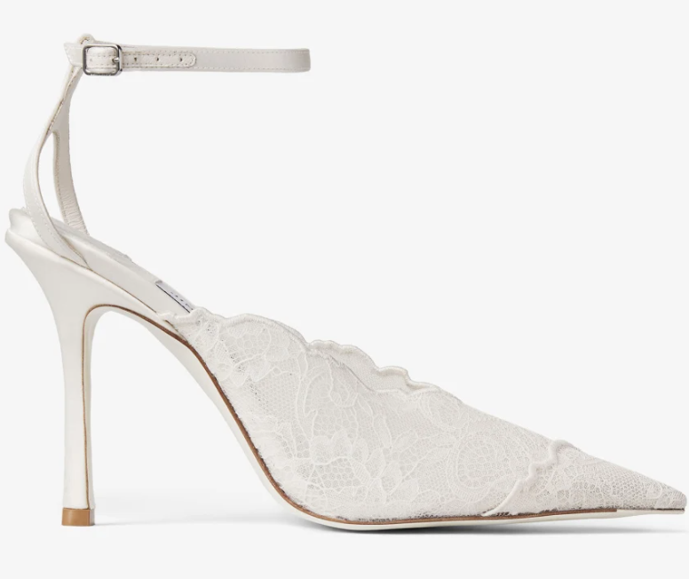 Jimmy Choo 2026 Faiz 100 Pump White Lace Leather